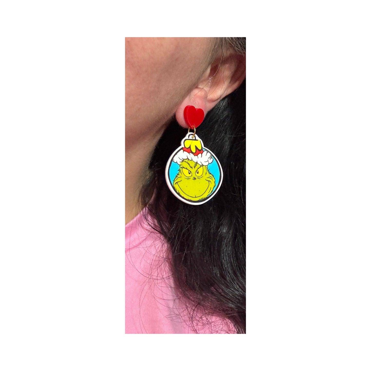 Grinch Bulb Acrylic Drop Earrings