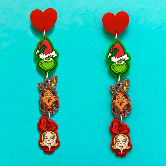 Grinch & Friends Tiered Drop Earrings