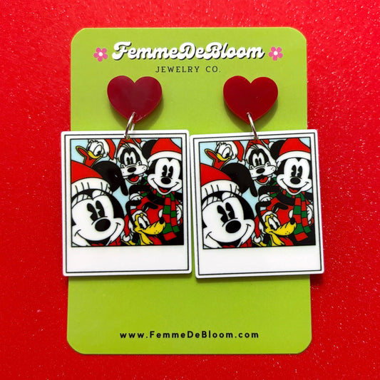 FREE GIFT - Mouse & Friends Holiday Polaroid Drop Earrings
