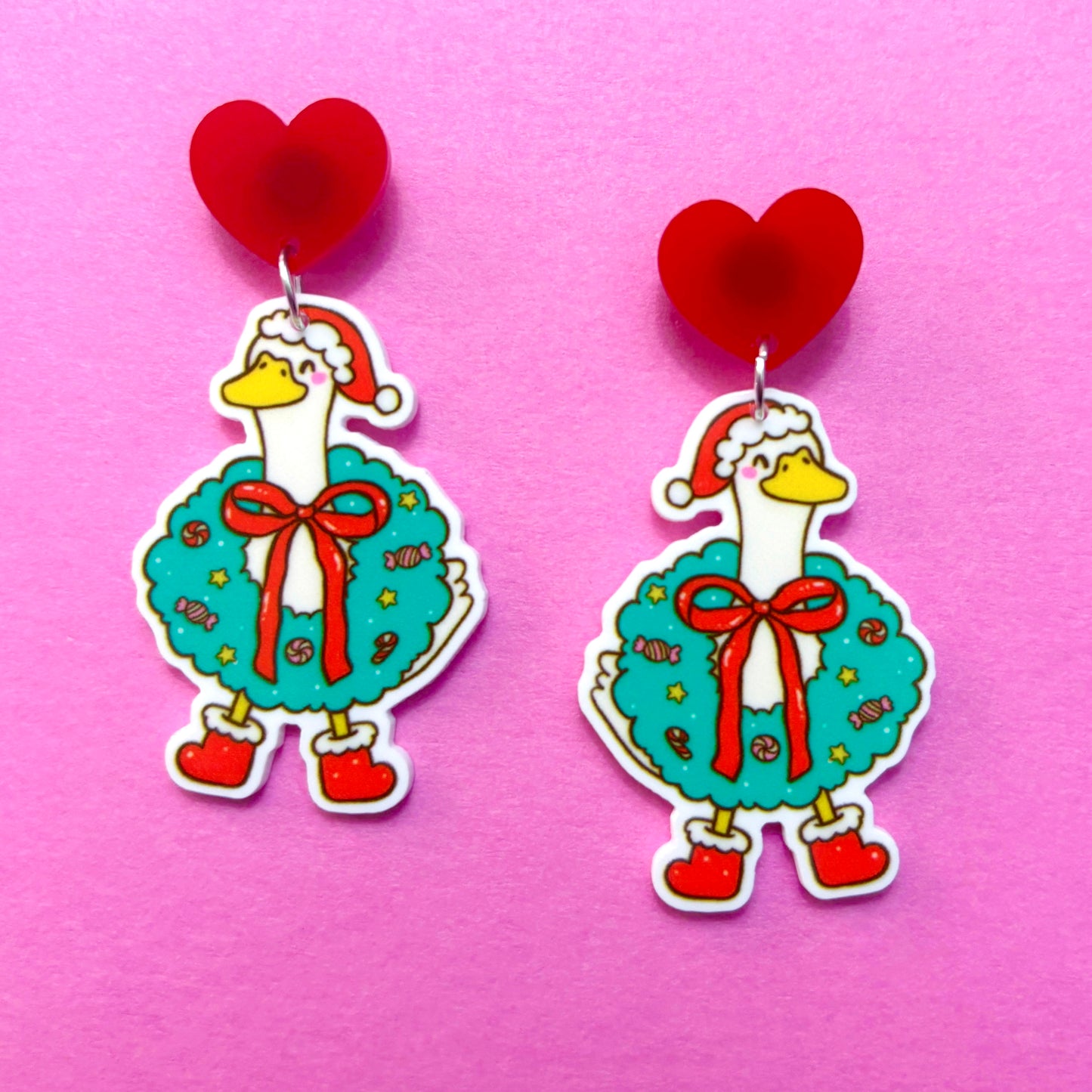 Wreath Silly Goose Drop Earrings