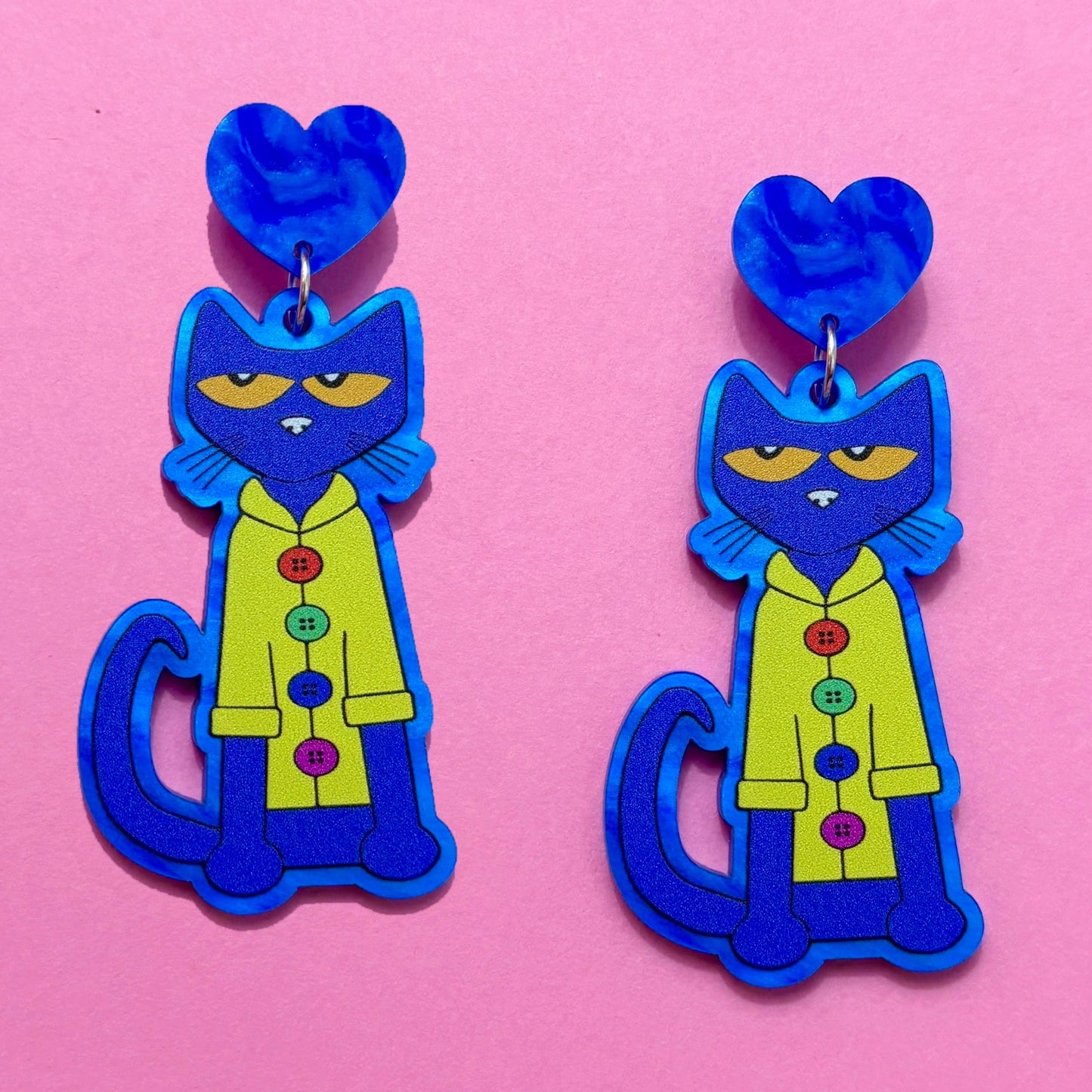 Blue Book Cat Drop Earrings