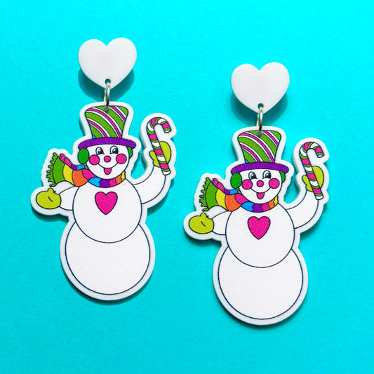 90s Neon Snowman Drop Earrings