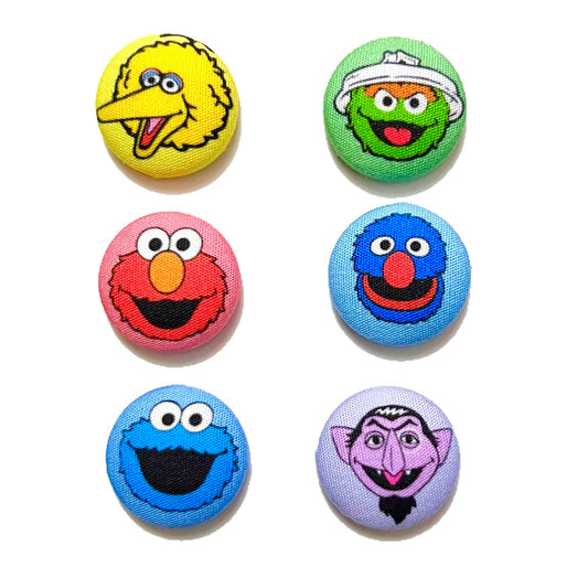 Sesame Friends Mix & Match Fabric Button Earrings