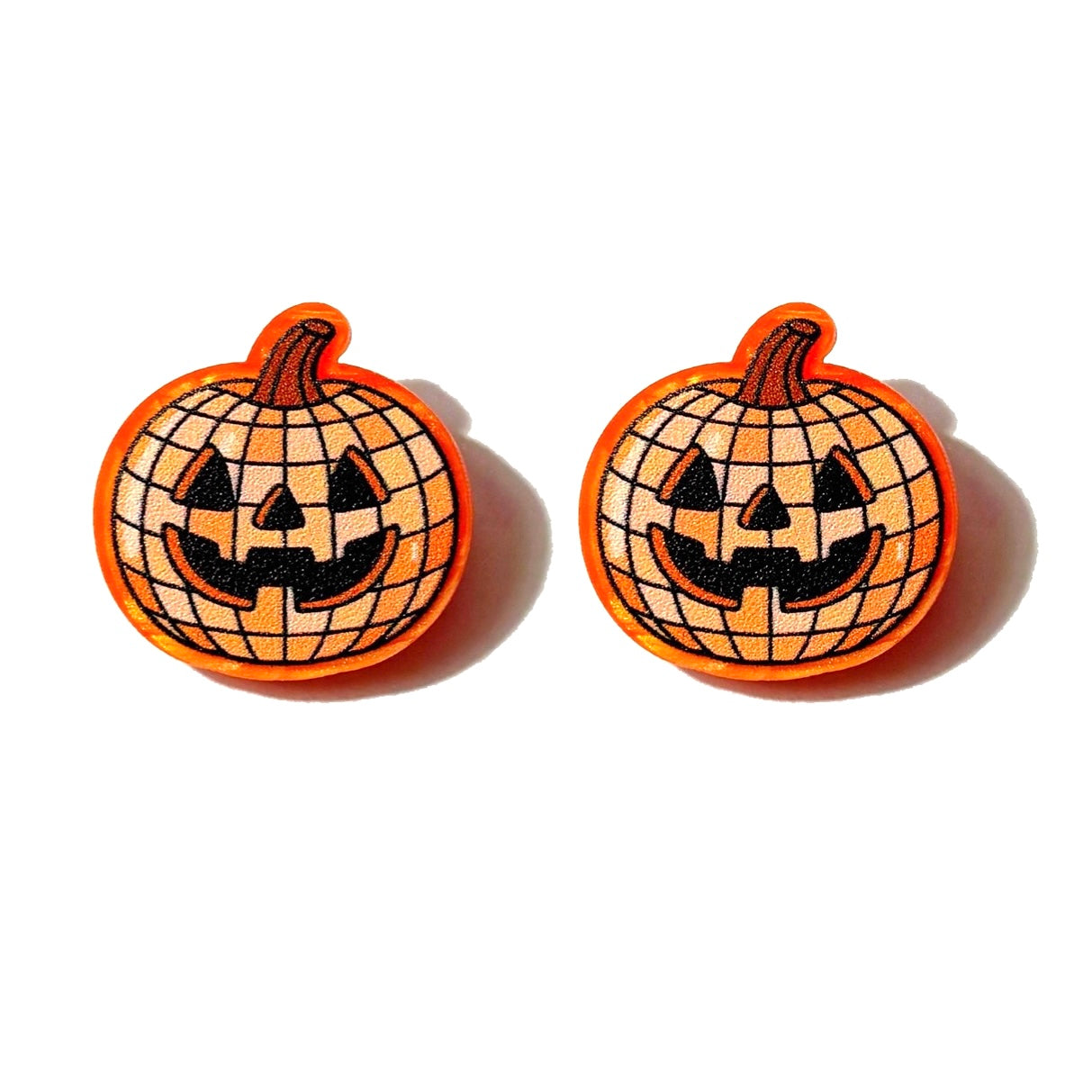 Jack-o’-lantern Disco Ball Post Earrings