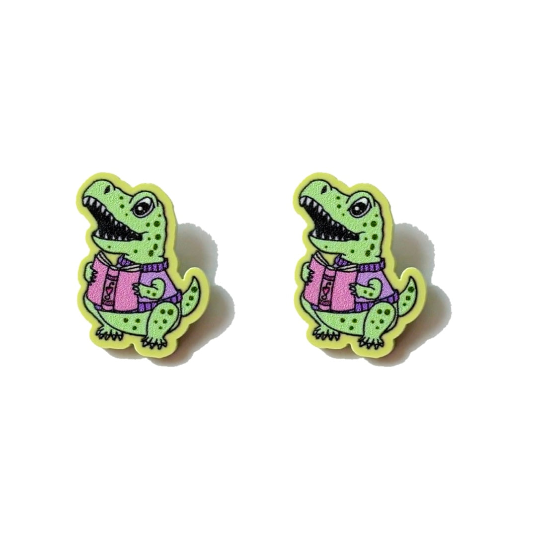 Bookish T. Rex Post Earrings