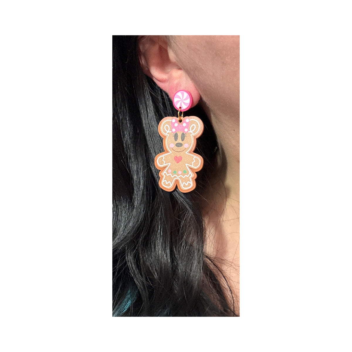 Mouse Couple Gingerbread Matte Drop Earrings