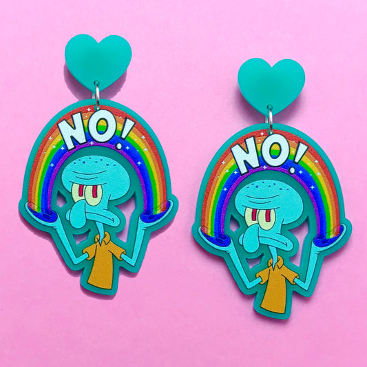 Rainbow Squid No! Drop Earrings