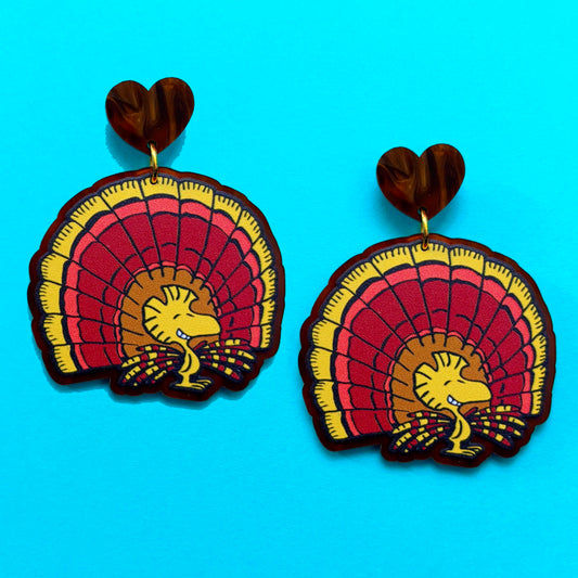Woodstock Turkey Peanuts  Inspired Acrylic Drop Earrings