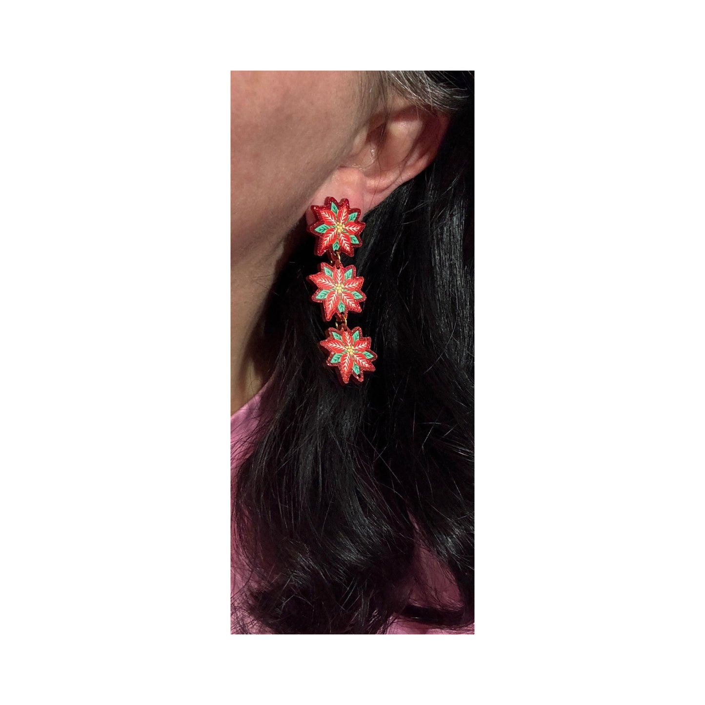 Poinsettia Tiered Drop Earrings