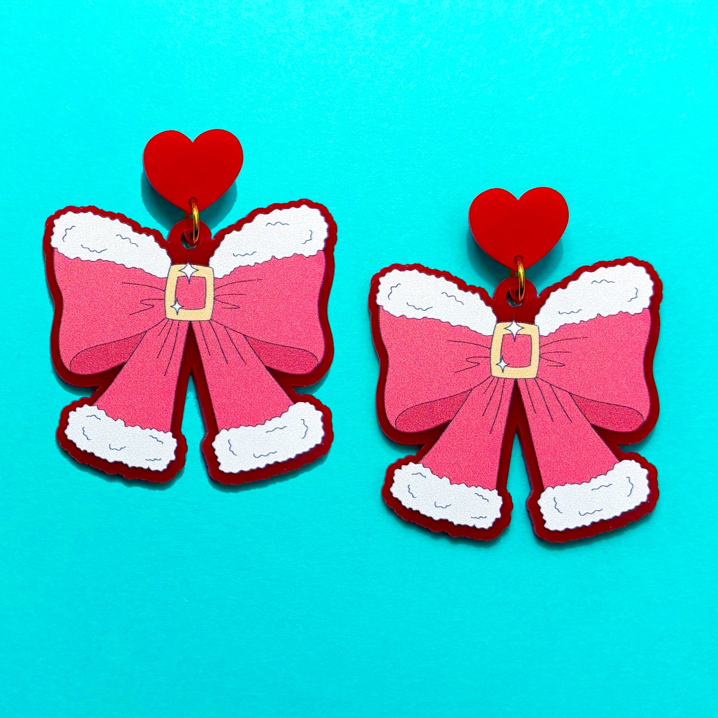 Santa Coquette Bow Drop Earrings