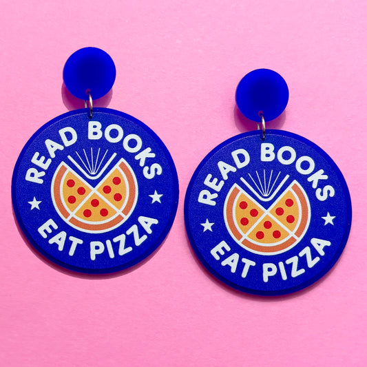 Read Books Eat Pizza Drop Earrings