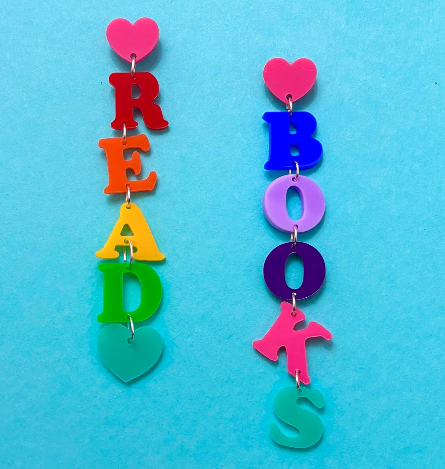 Read Books Rainbow Tiered Acrylic Drop Earrings