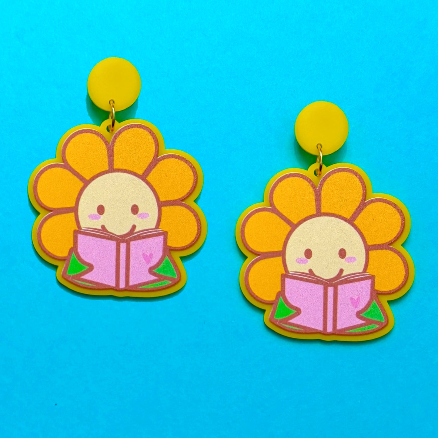 Bookish Sunflower Drop Earrings
