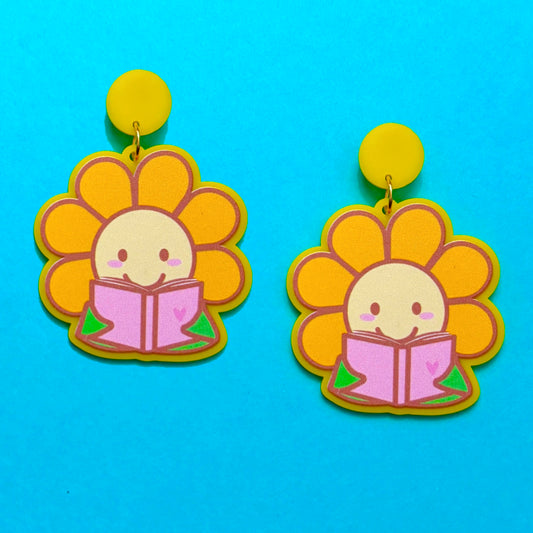 Bookish Sunflower Drop Earrings