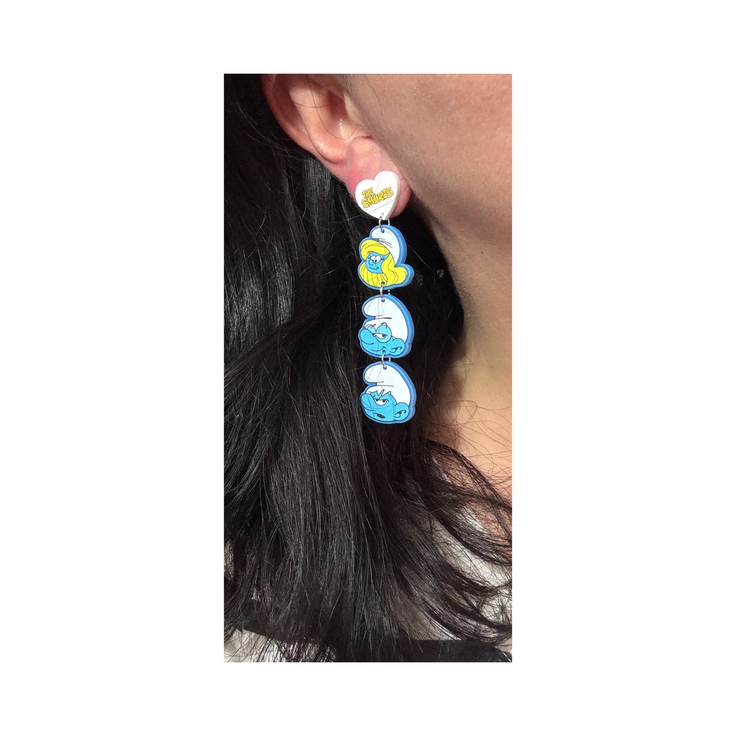 80s Blue Friends Tiered Drop Earrings