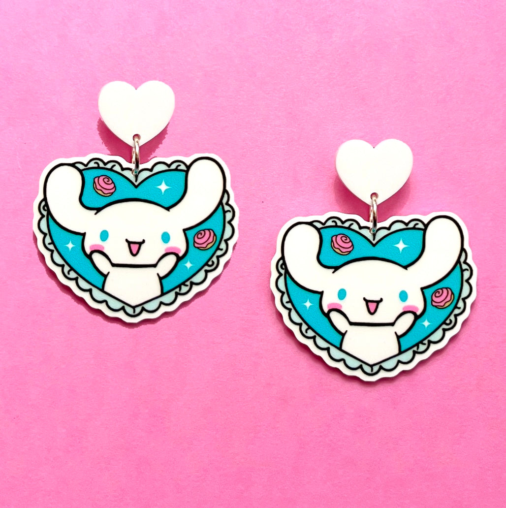 Cinna Pup Heart Drop Earrings