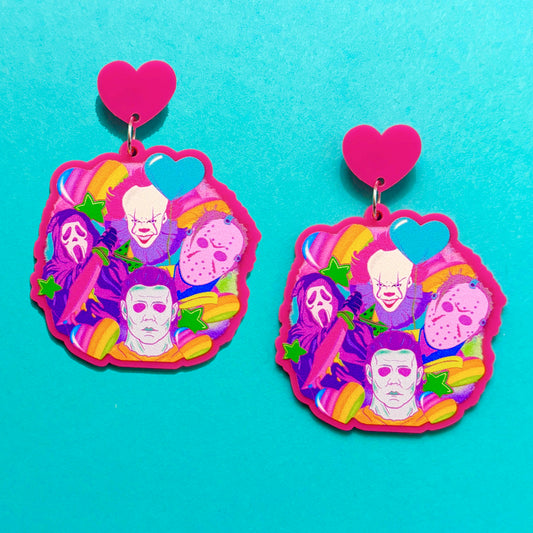 90s Neon Horror Friends Drop Earrings