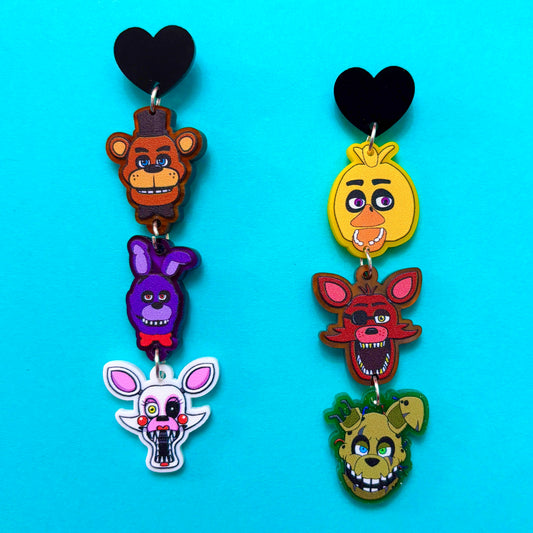 Freddy & Friends FNAF Tiered Drop Earrings