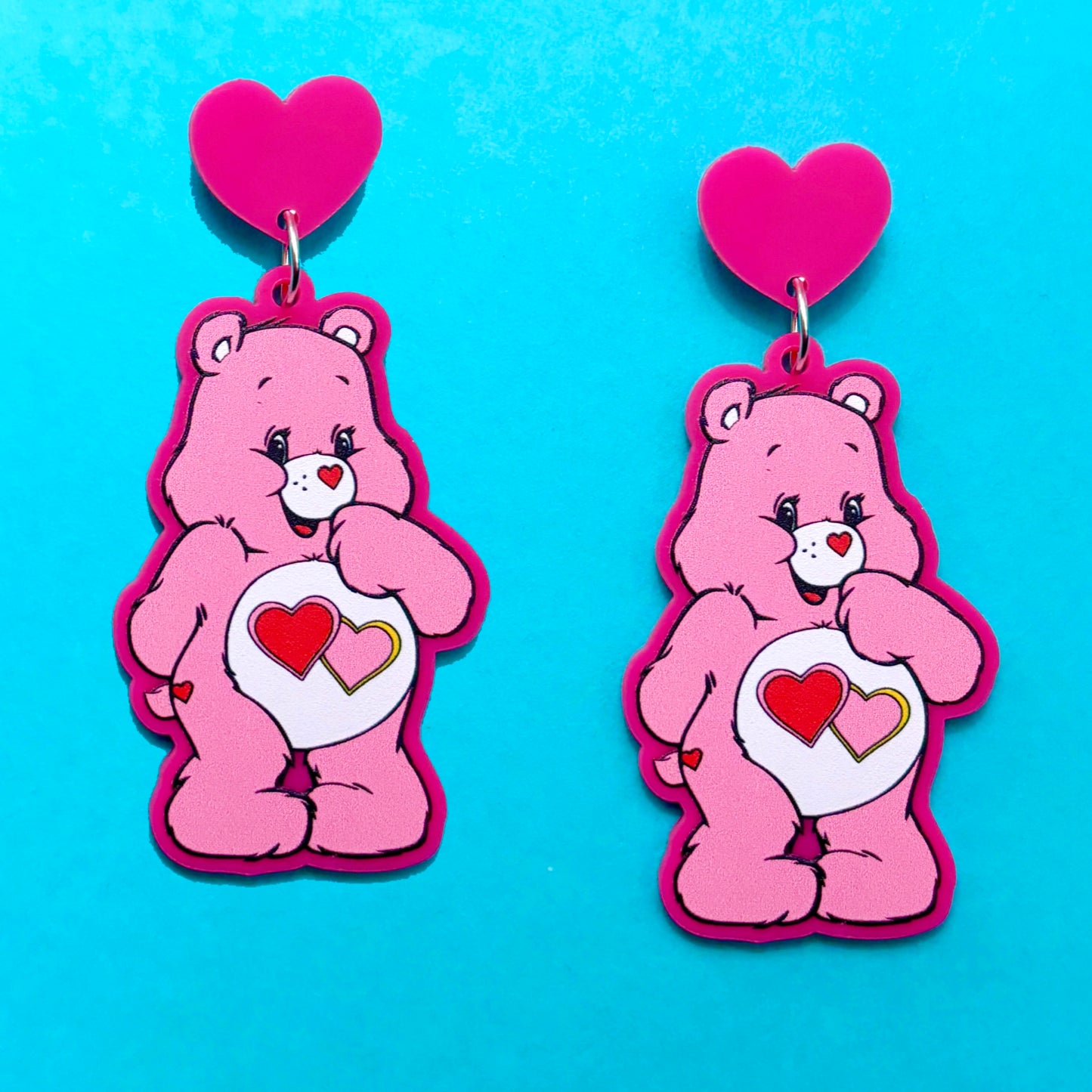 Sweetheart Rainbow Bear Drop Earrings