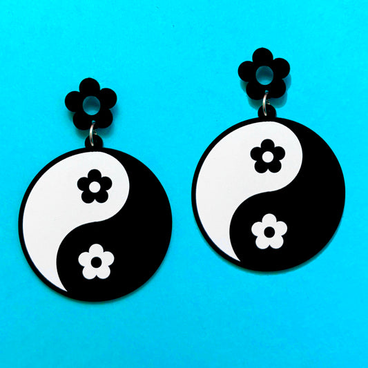 Flower Power Yin Yang Drop Earrings