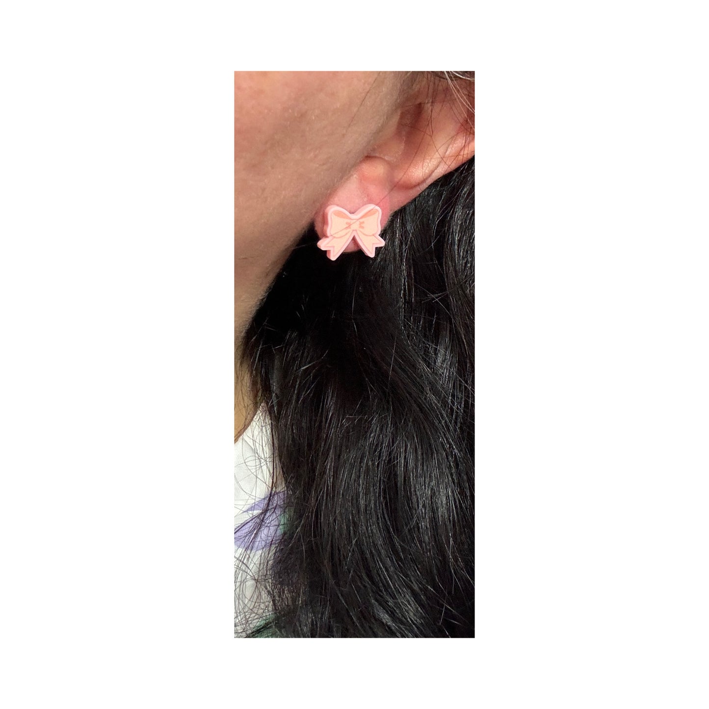 Pink Bow Post Earrings