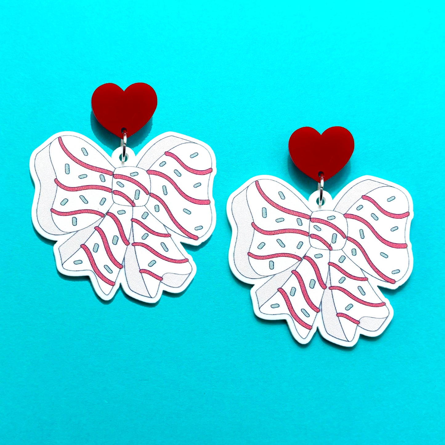 Christmas Tree Cake Bow Drop Earrings