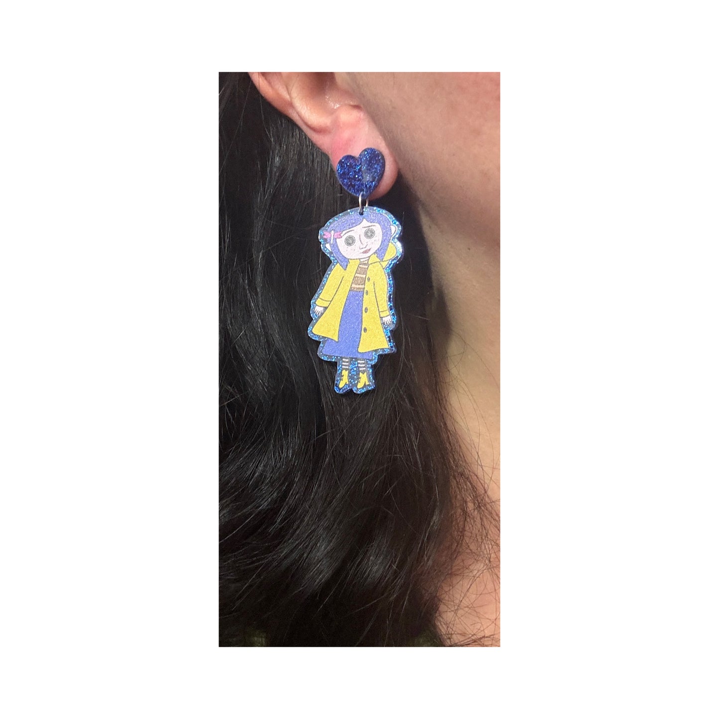 Button Eyes Girl Drop Earrings