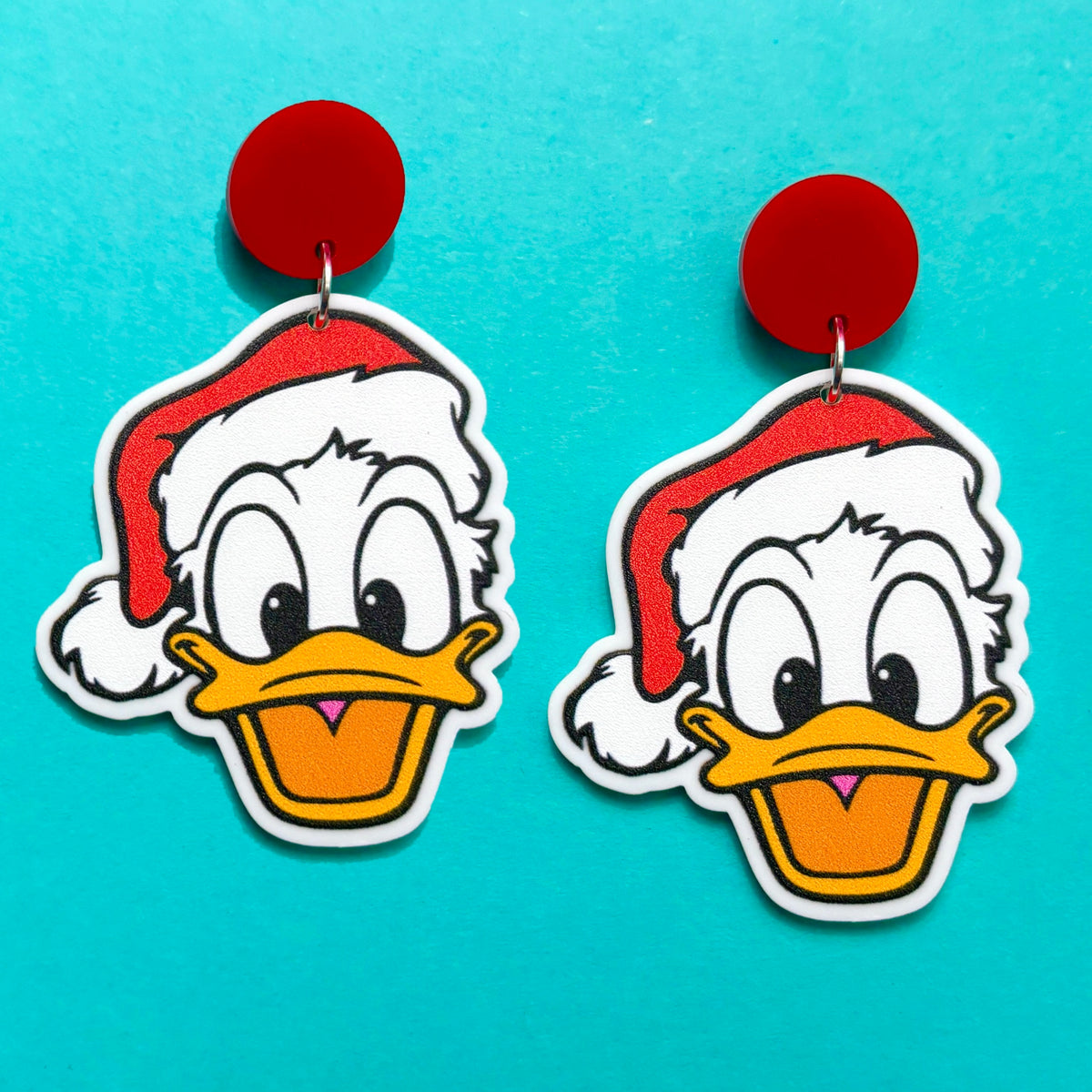 Santa Duck Acrylic Drop Earrings