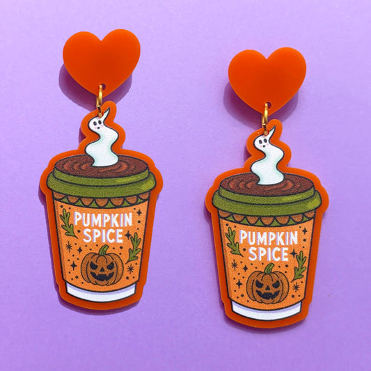 Spooky Pumpkin Spice Coffee Drop Earrings