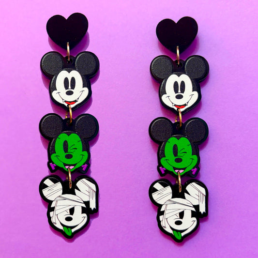 Spooky Mouse Tiered Drop Earrings