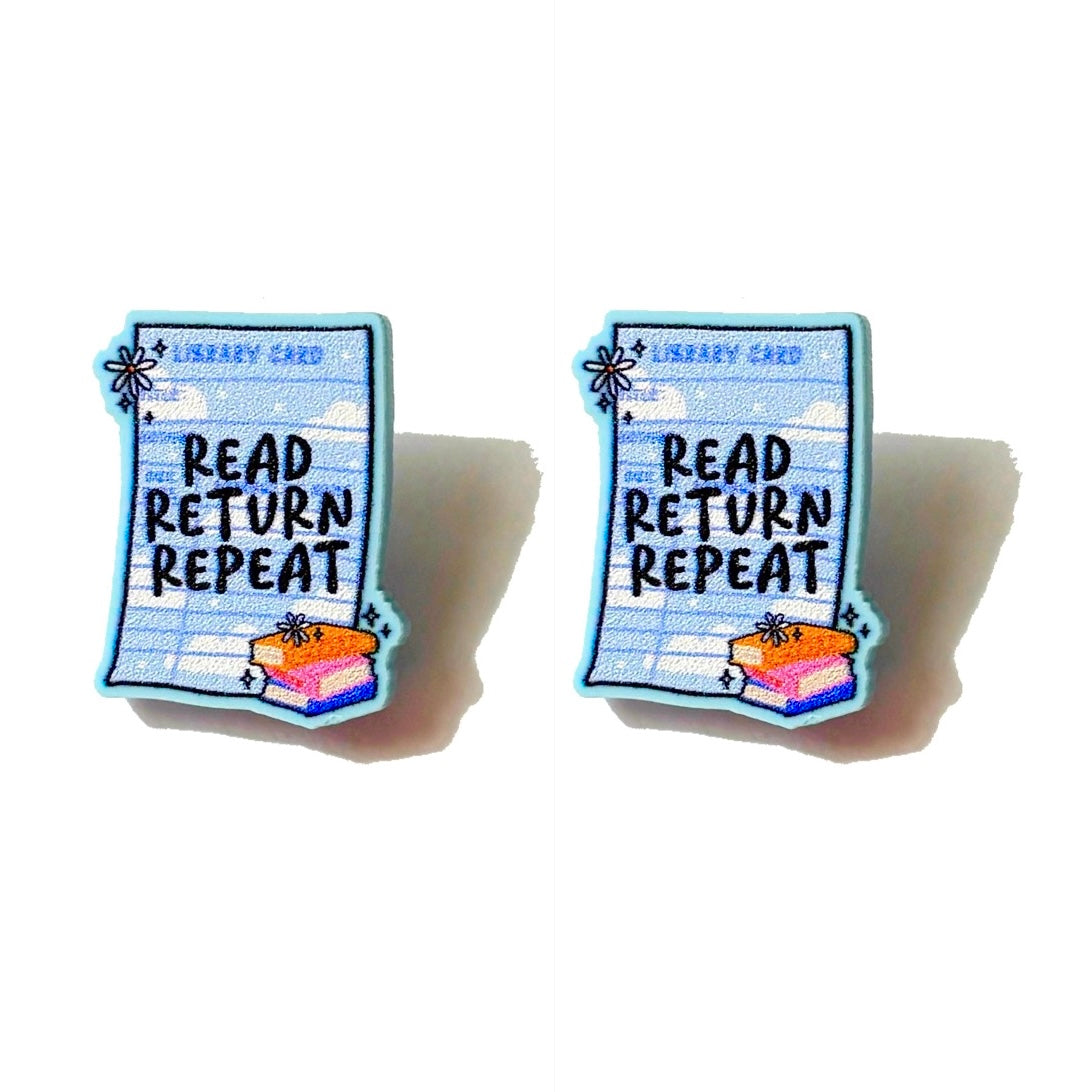 Read Return Repeat Post Earrings