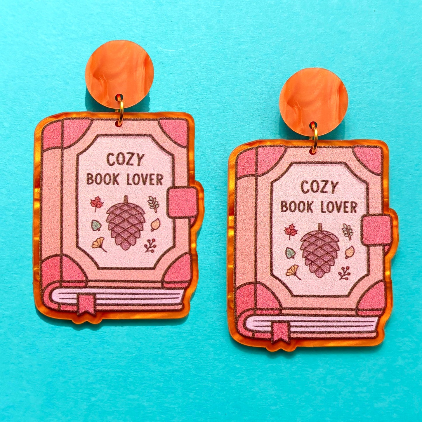 Cozy Autumn Book Lover Drop Earrings
