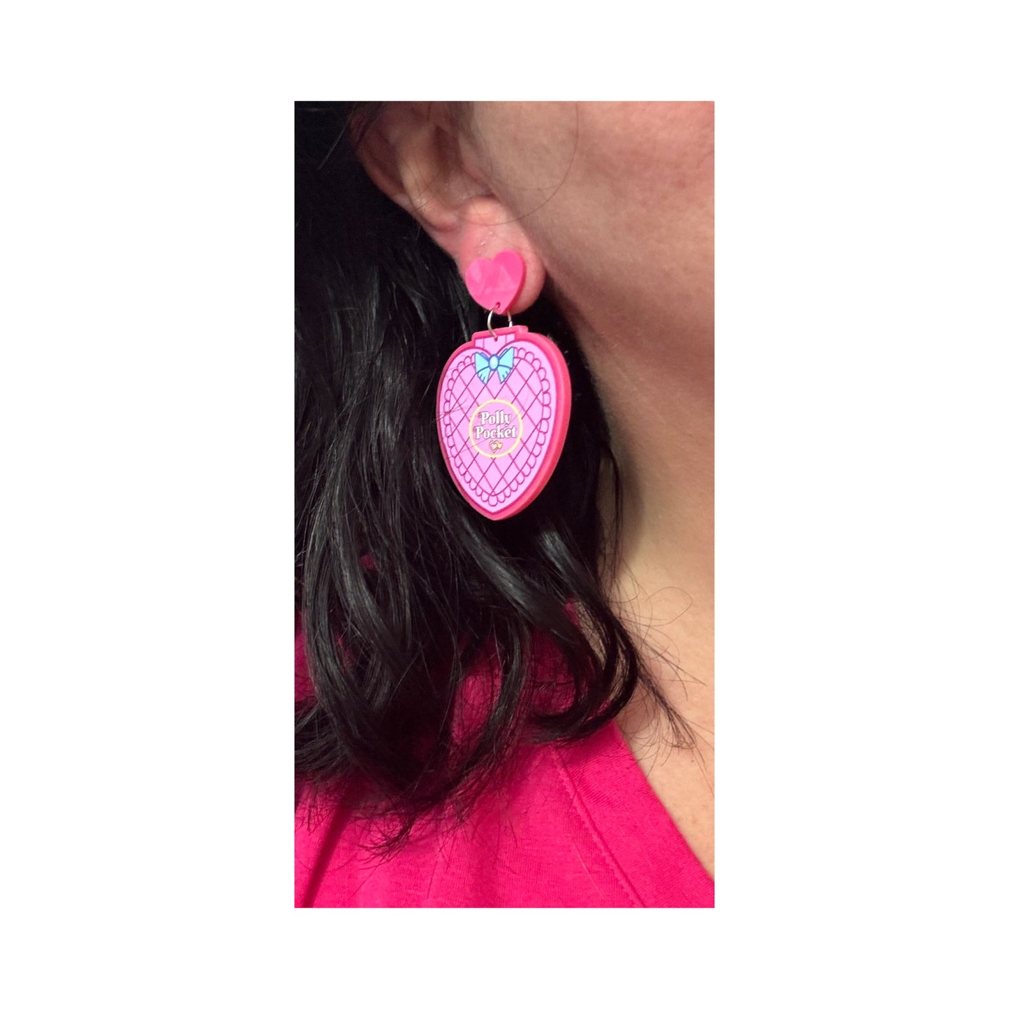 Hot Pink Pocket Doll Drop Earrings