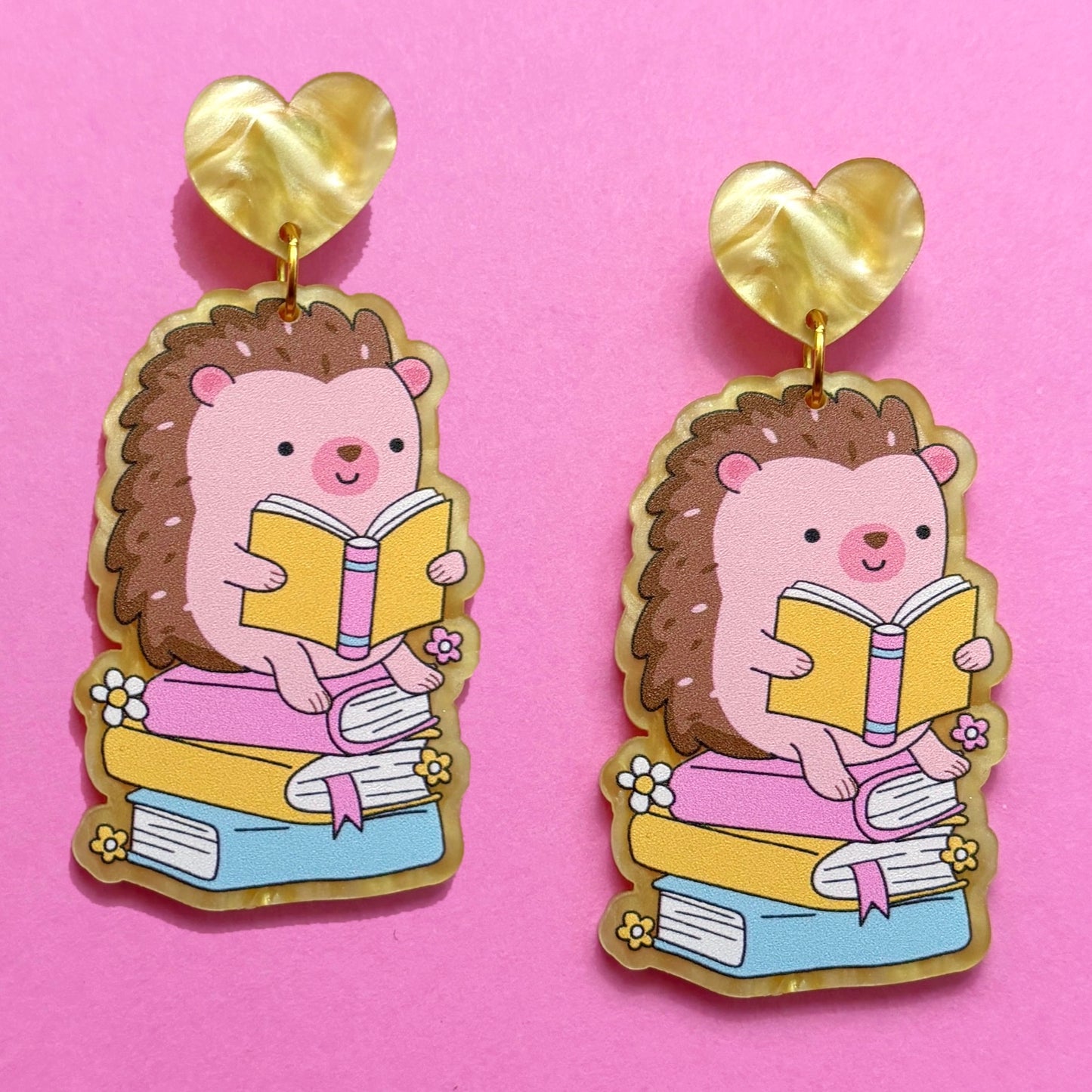 Bookish Hedgehog Drop Earrings