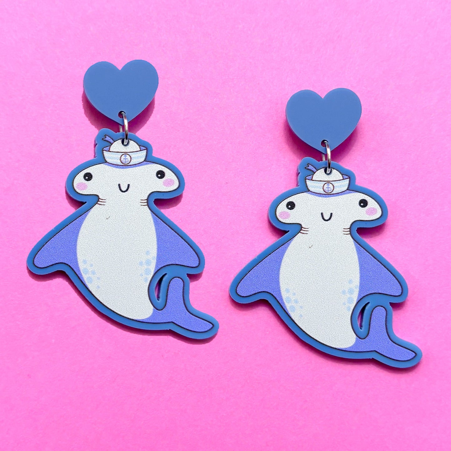 Nautical Hammerhead Shark Drop Earrings
