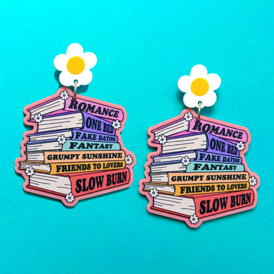 Romance Trope Bookstack Drop Earrings