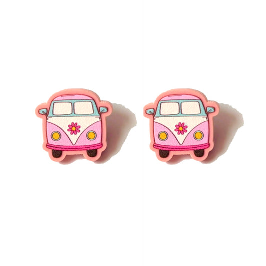 Pink & Aqua Groovy Van Post Earrings