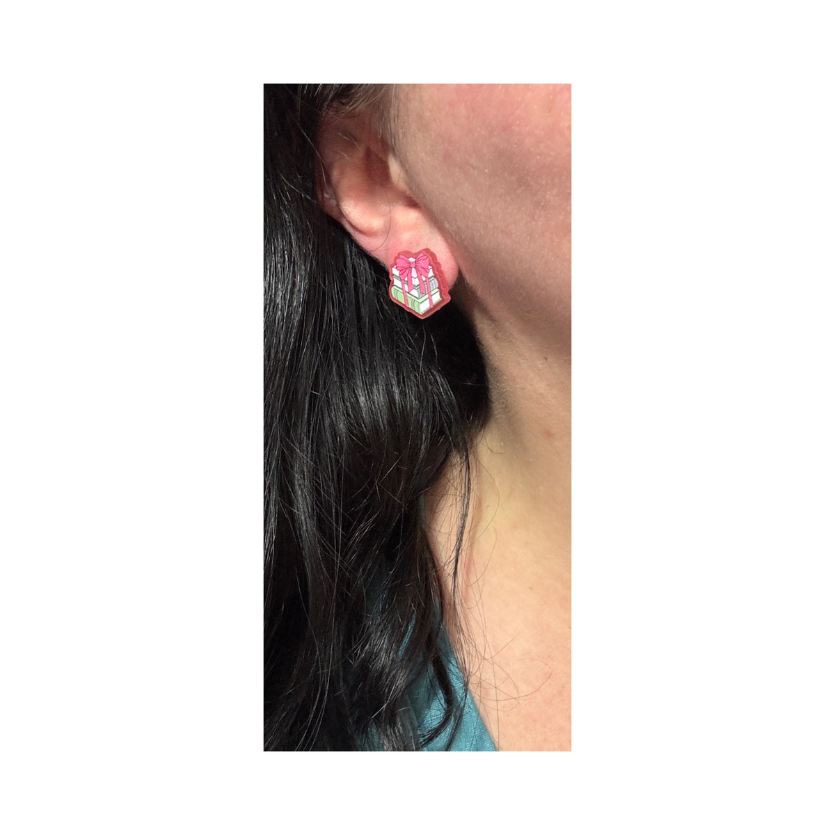 Holiday Bow Bookstack Post Earrings