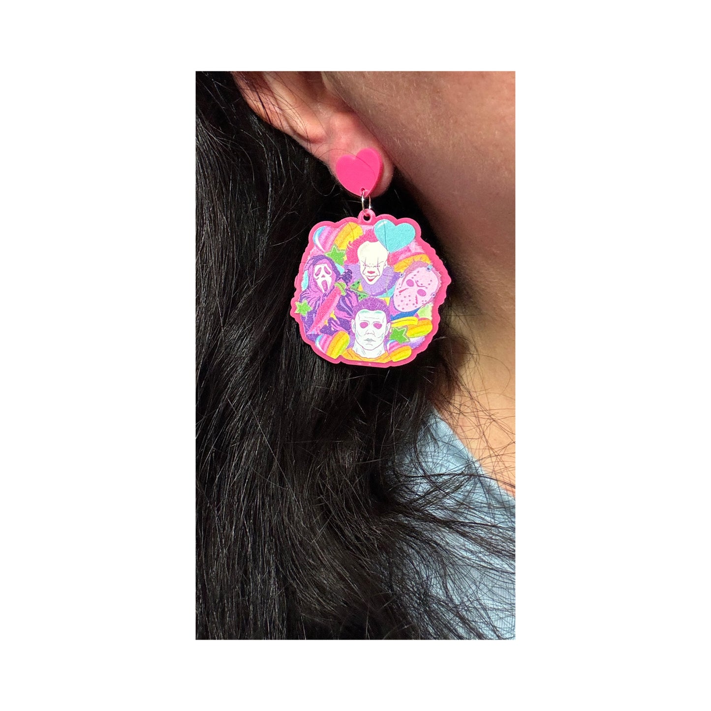 90s Neon Horror Friends Drop Earrings