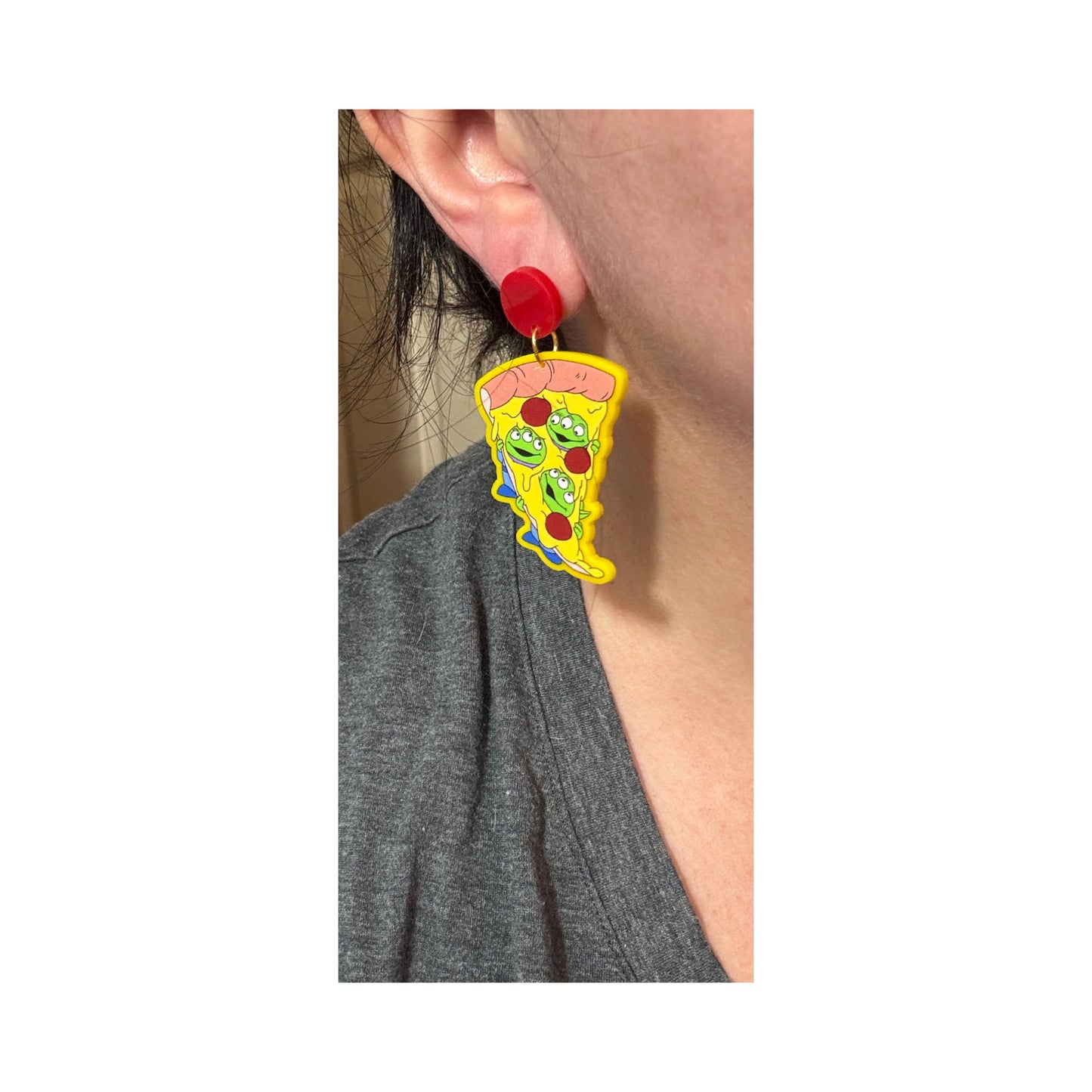 Alien Pizza Drop Earrings