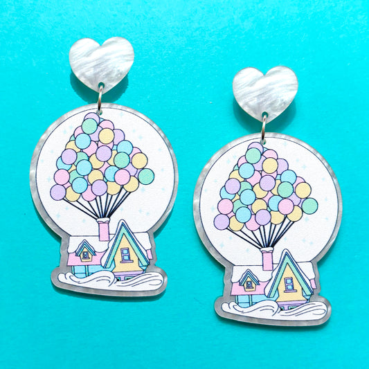 Up House Snowglobe Drop Earrings