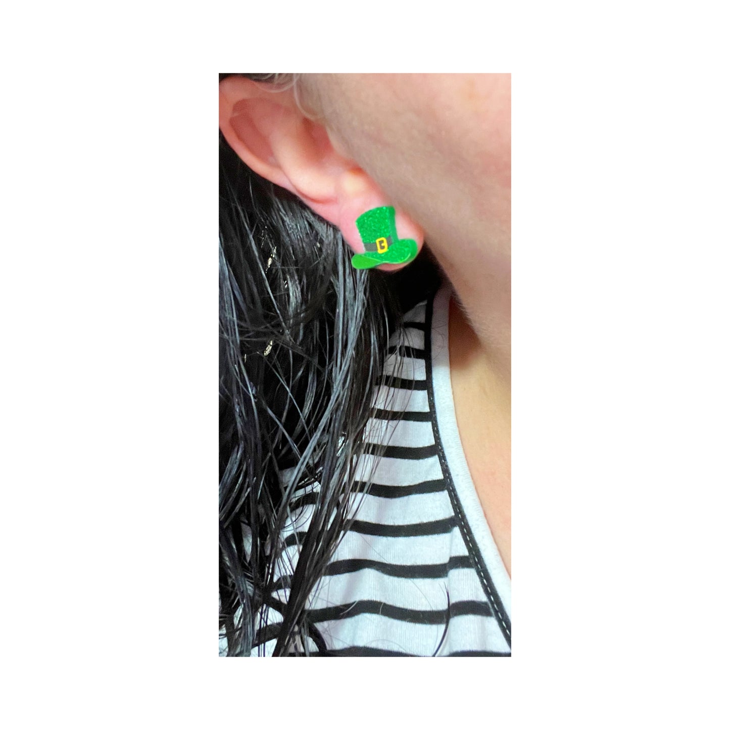 Leprechaun Hat Glitter Post Earrings