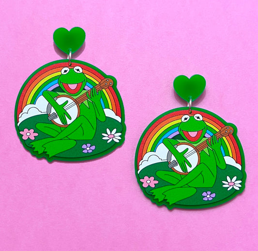Kermie Rainbow Meadow Green Drop Earrings