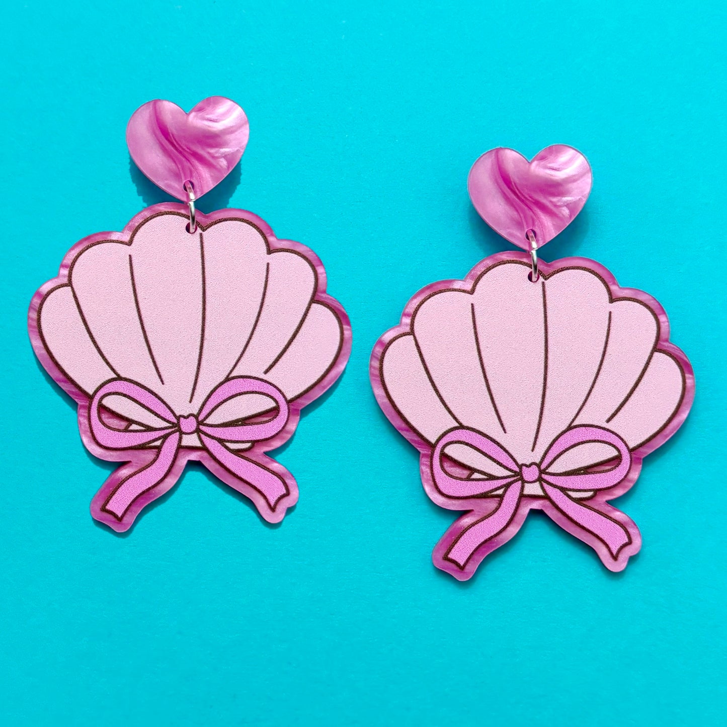 Pink Coquette Shell Drop Earrings