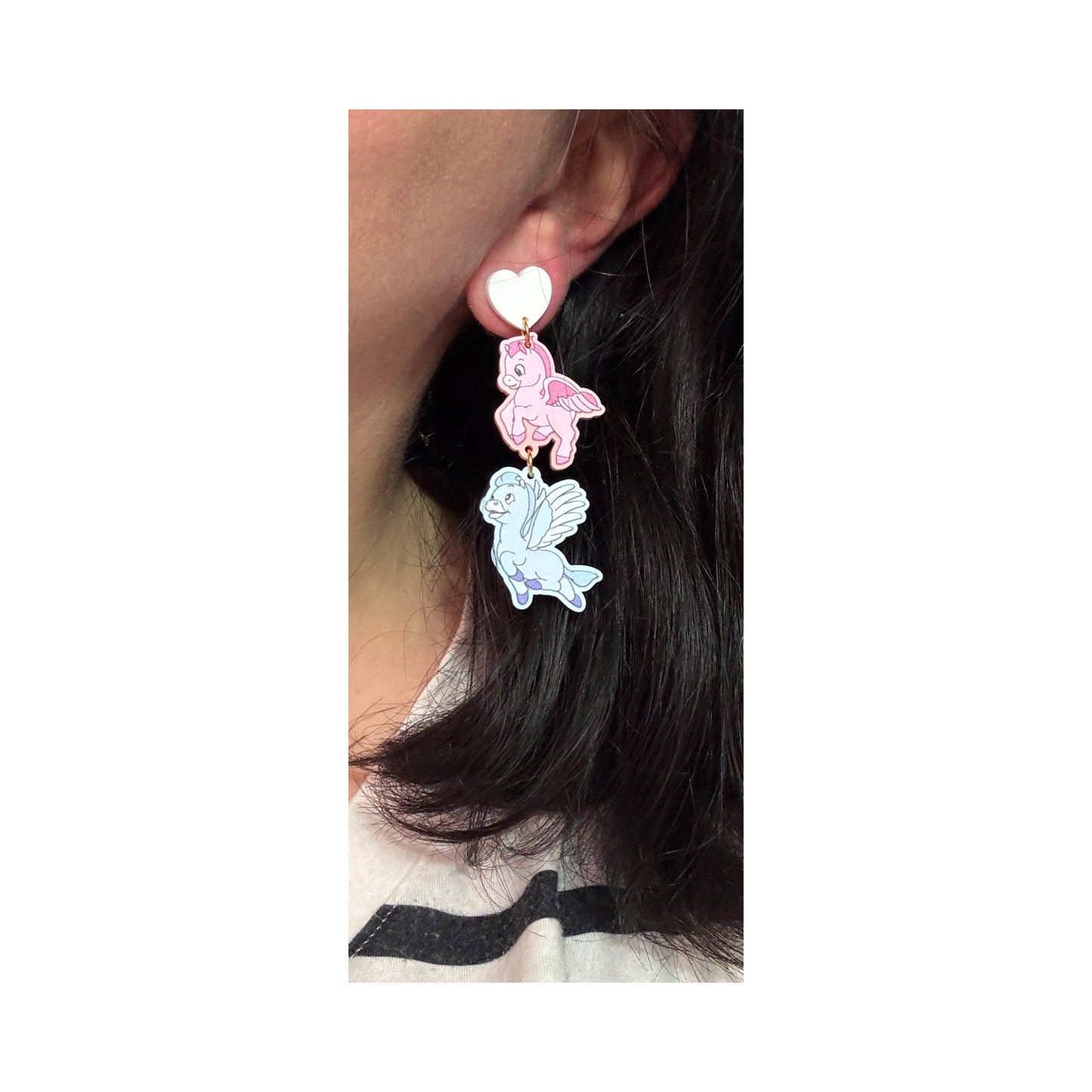 Baby Pegasus Siblings Tiered Drop Earrings