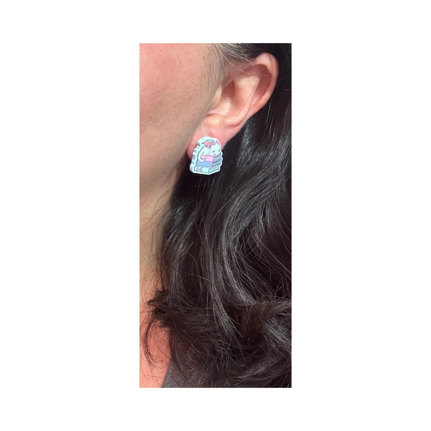 Pastel Dragon Bookstack Post Earrings