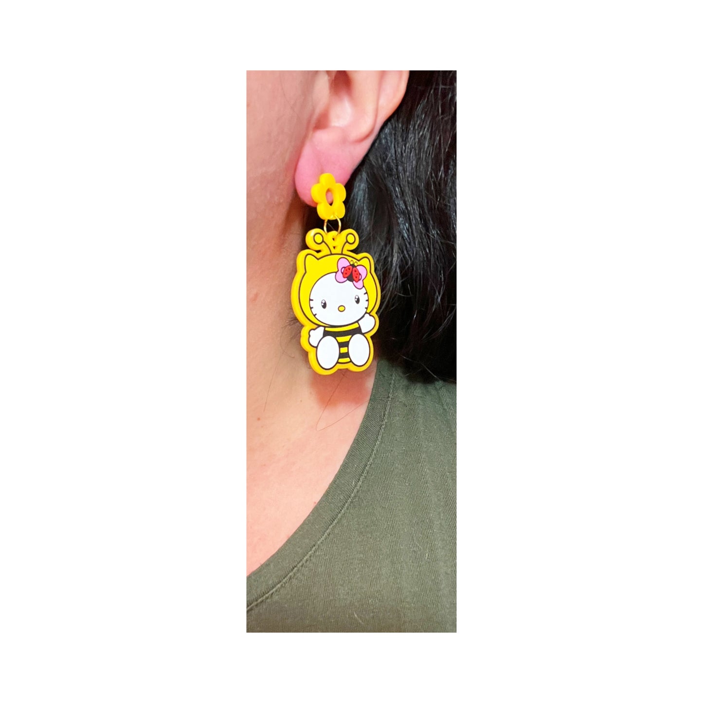 Honey Bee Kitty Drop Earrings