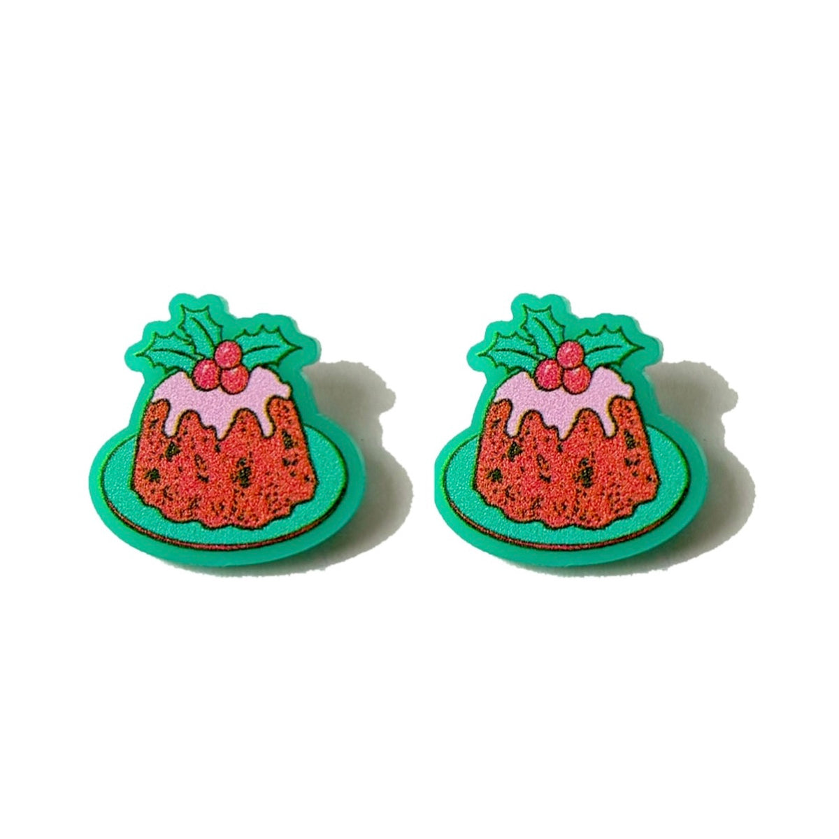 Retro Christmas Pudding Post Earrings