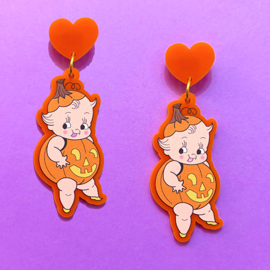 Pumpkin Cutie Doll Drop Earrings