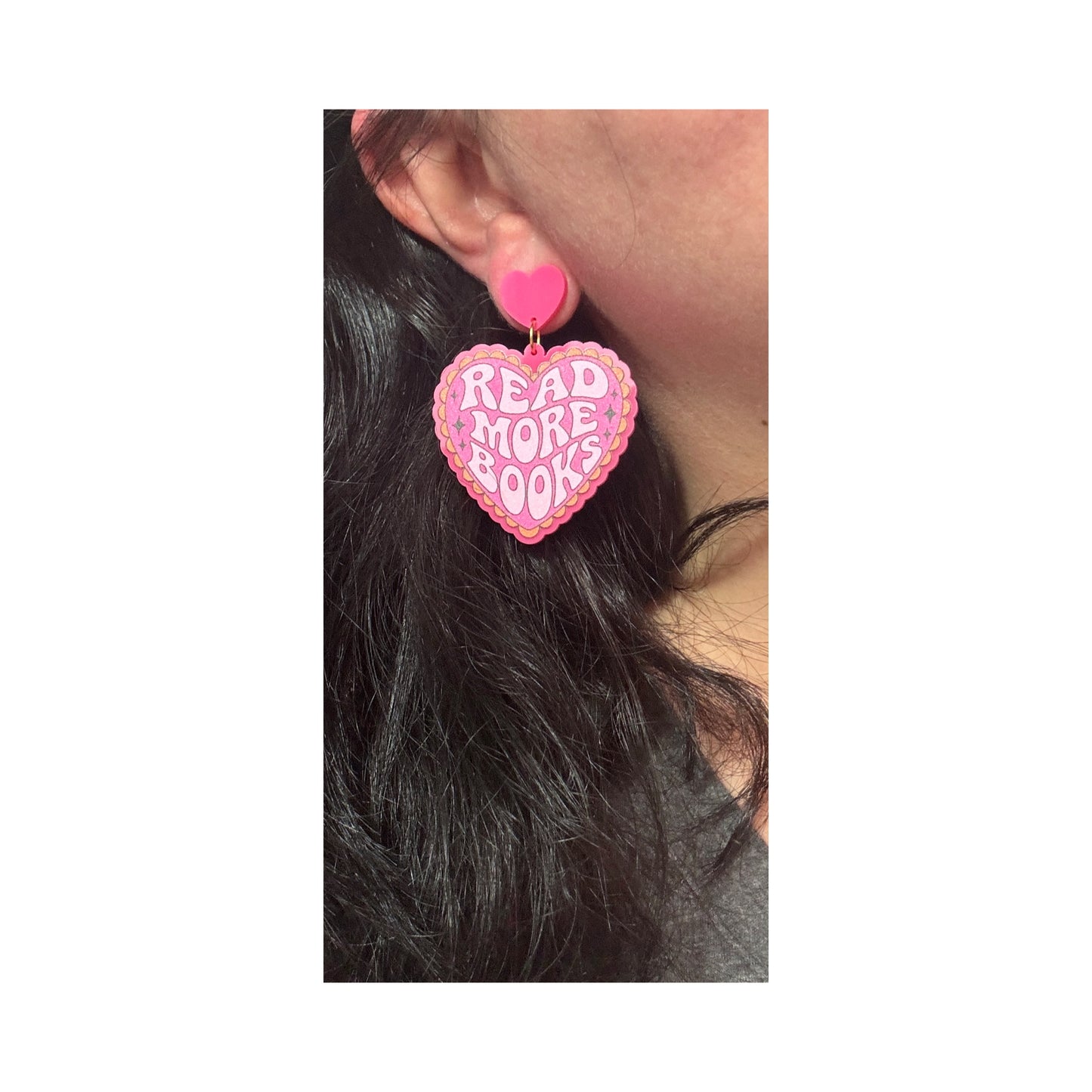 Read More Books Heart Drop Earrings